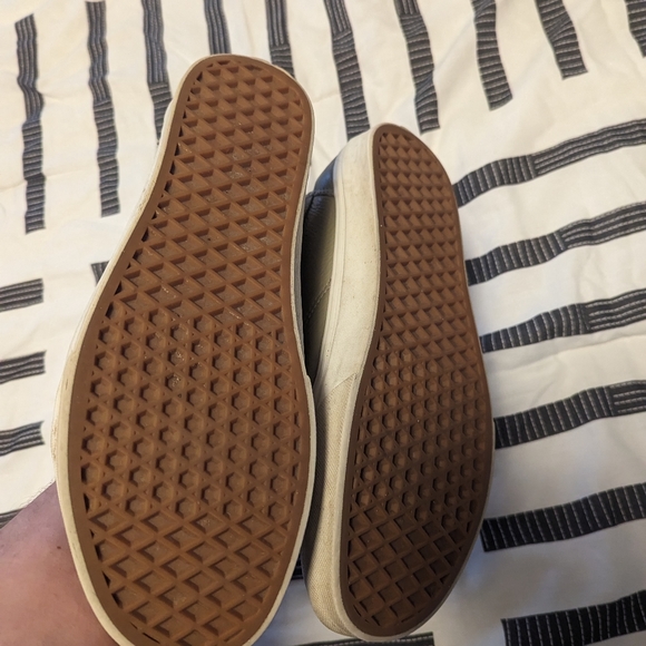 Vans tan leather & canvas Velcro sneakers size 10.5 - Picture 3 of 5